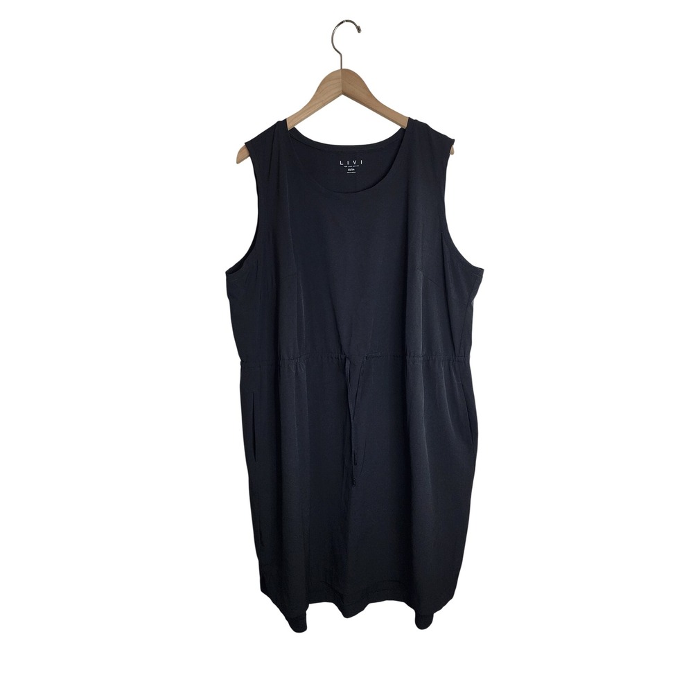 Livi Active Dress Womens 22/24 Black Sleeveless Drawstring Waist Athleisure